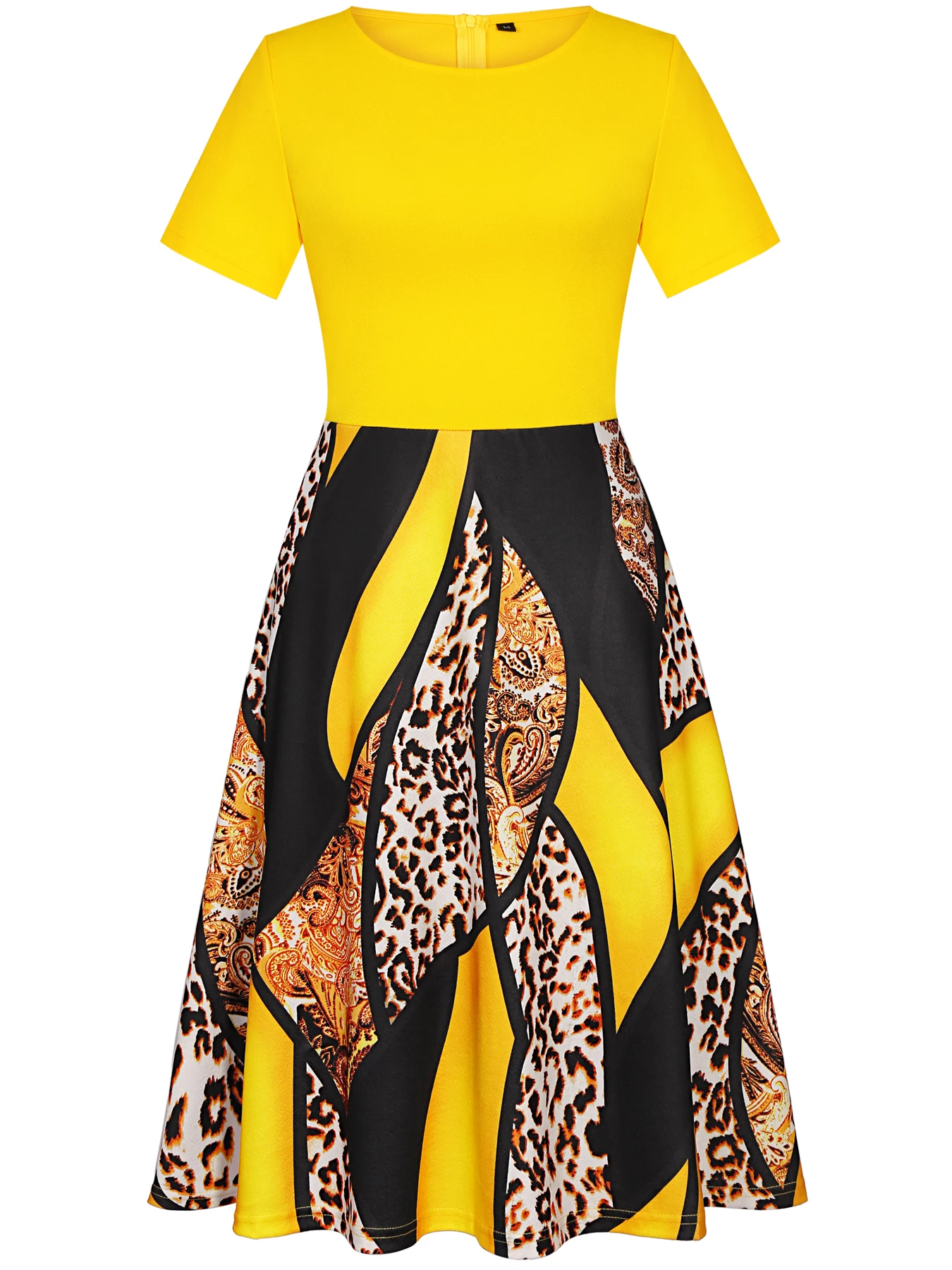 Elegant Floral Short Sleeve A-Line Formal Dress