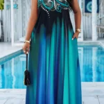 Color Gradient Summer Maxi Dress