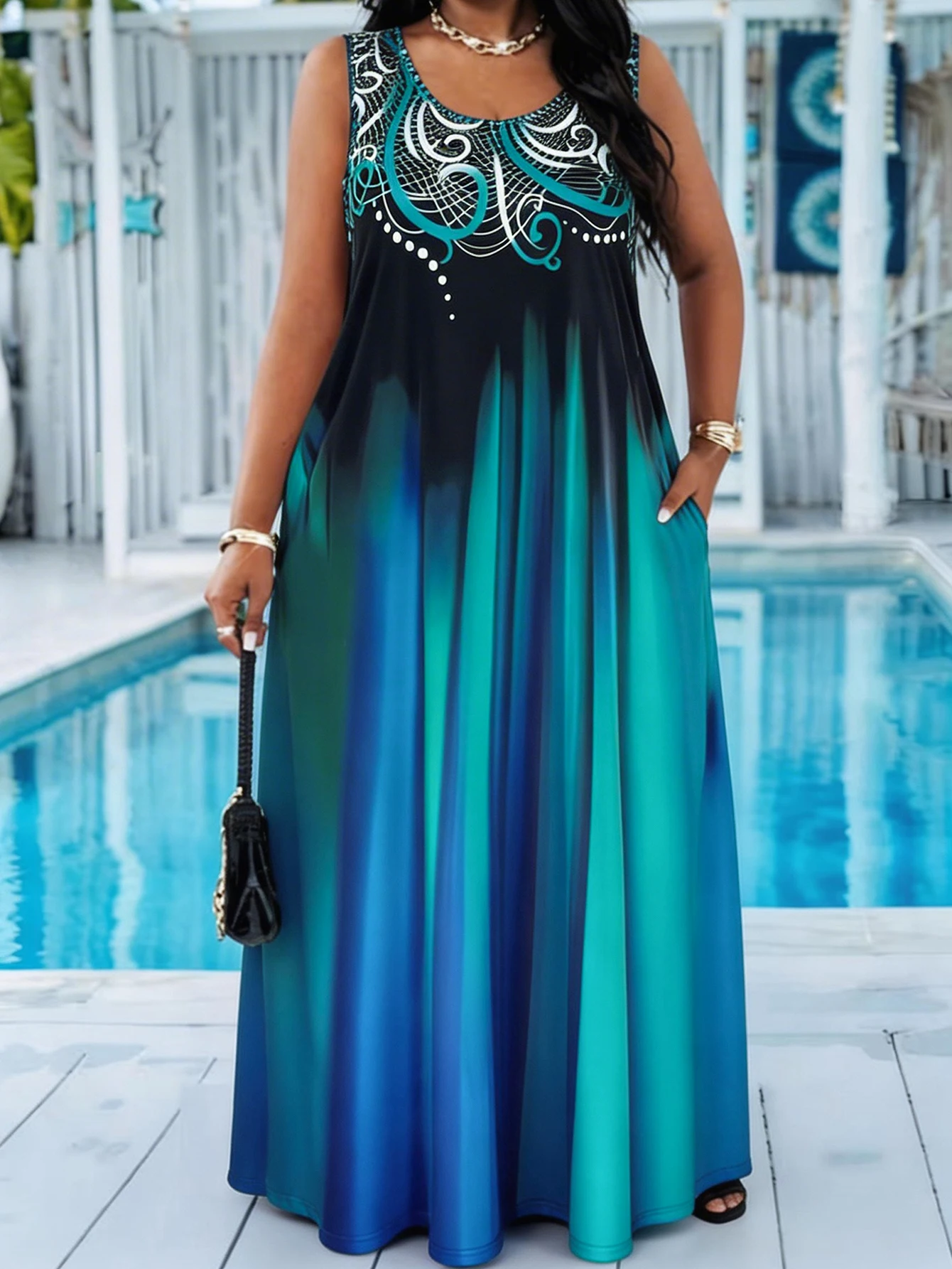 Color Gradient Summer Maxi Dress
