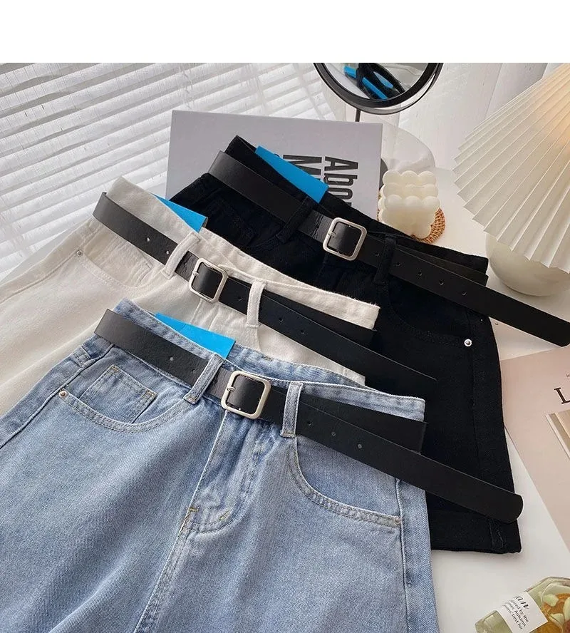 Oversized Denim Belted High-Waisted Shorts