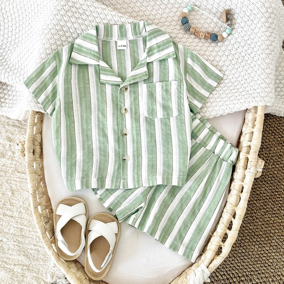 Newborn 2-Piece Striped Set with Buttons