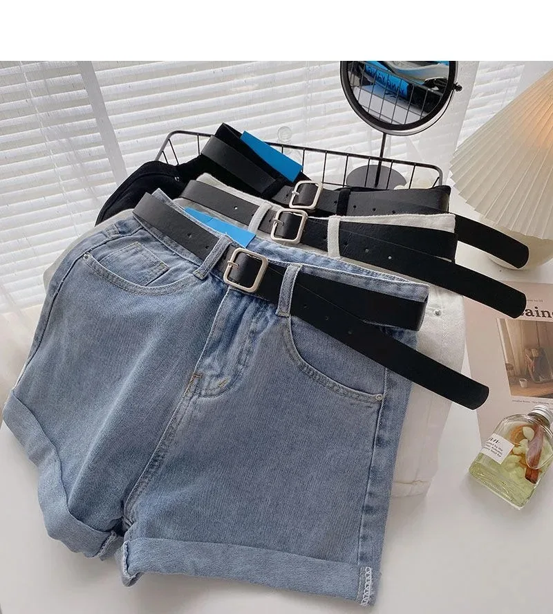 Oversized Denim Belted High-Waisted Shorts