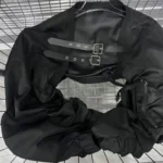 Black Leather-Feel Jacket with Front Buttons and Pockets — Image 2