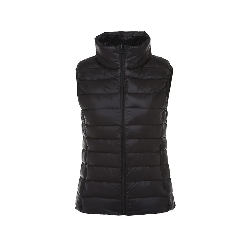 Padded Sleeveless Winter Jacket with Zipper and Turn-Down Collar