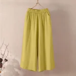 Ankle-Length Wide-Leg Pants with Elastic Waist and Side Pockets — Image 5