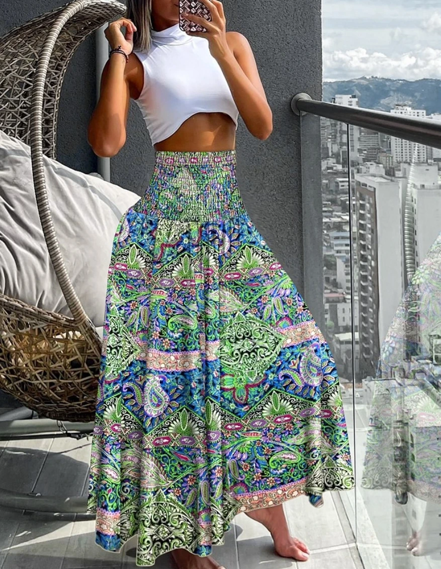Bohemian Paisley Print Skirt