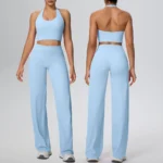 2-Piece Halter Neck Sports Set with High Waist Pants