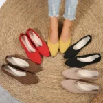 Solid Knitted Pointed-Toe Flats — Image 2