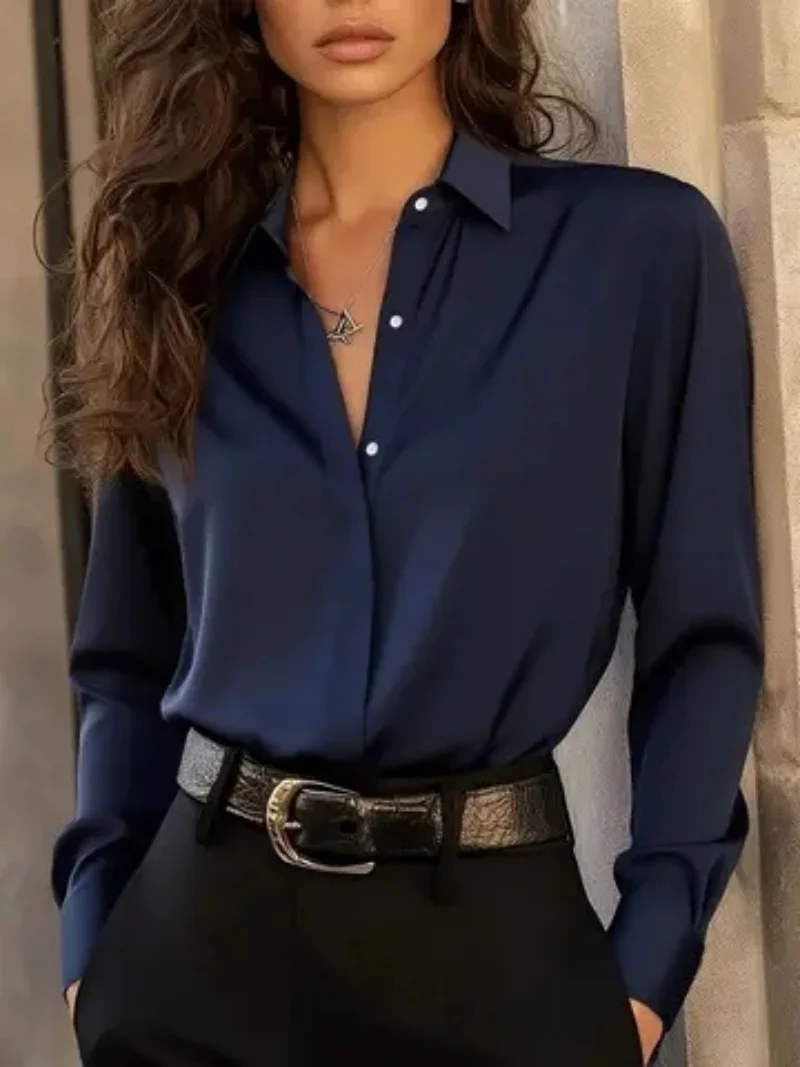 Elegant Long Sleeve Blouse with Buttons
