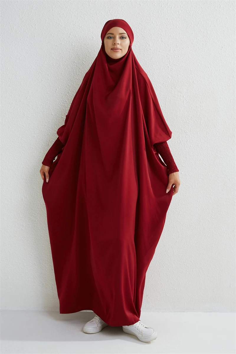 Prayer Abaya with Hood and Ruffled Sleeves