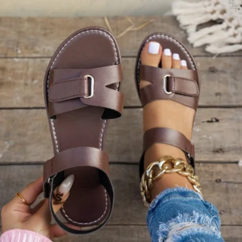 Metallic Summer Sandals with Buckle