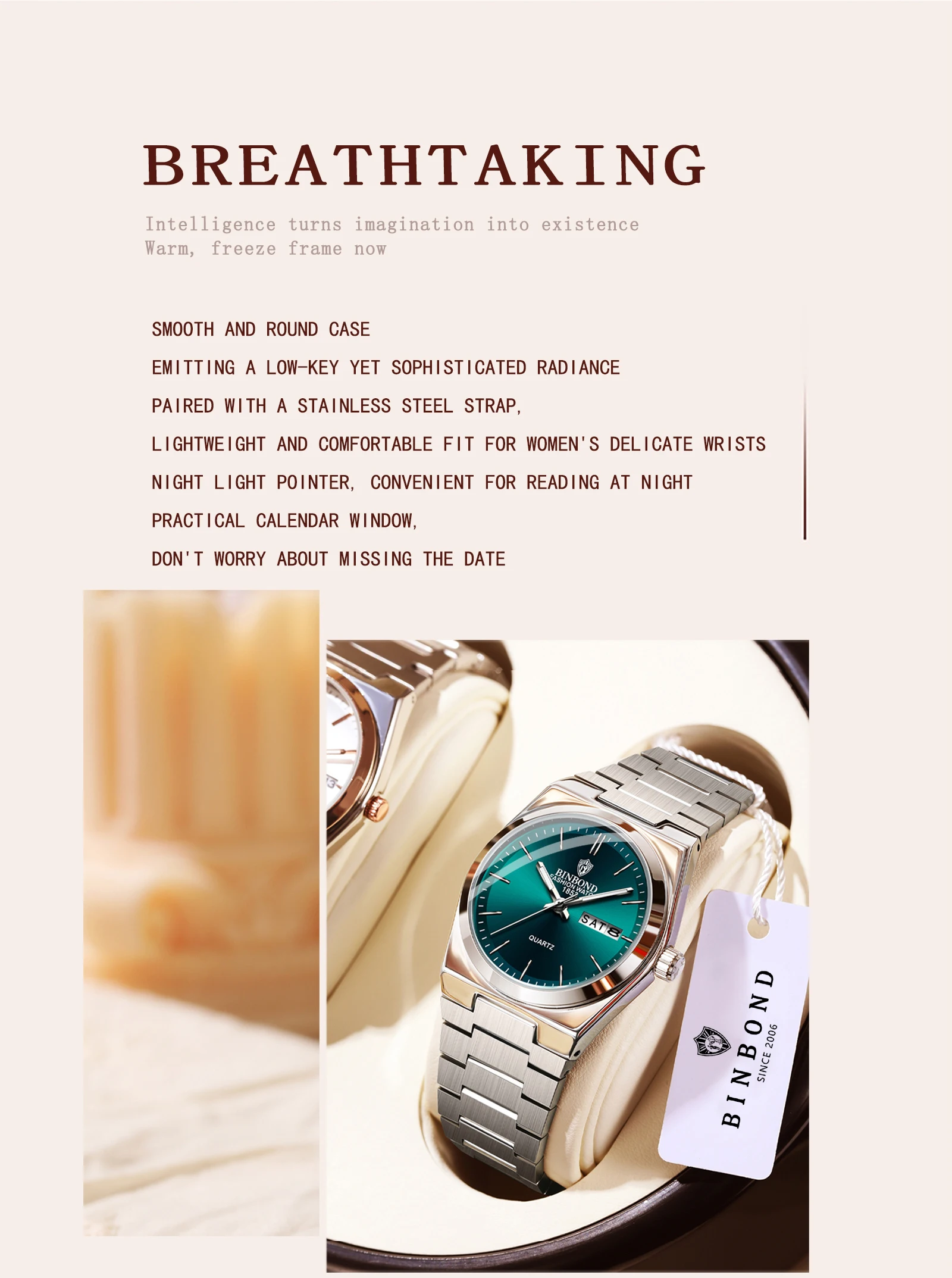 Women's Watch with Luminous Hands