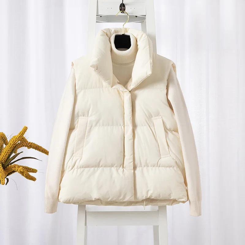 Padded Winter Zip-Up Vest with Pockets and Adjustable Waist