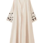 Apricot Abaya with Embroidered Cuffs — Image 5