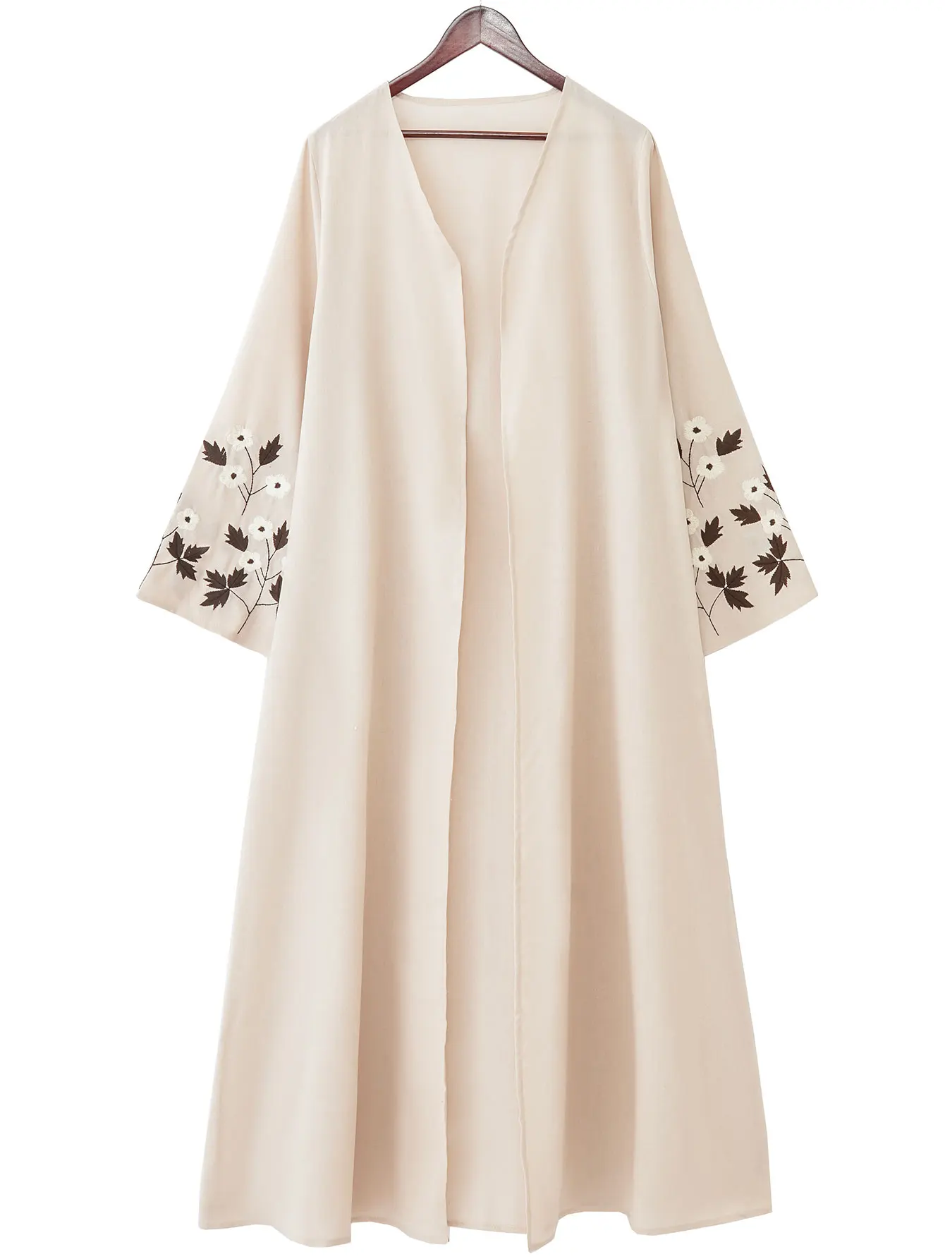 Apricot Abaya with Embroidered Cuffs