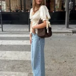 Short Sleeve T-Shirt with Lace Details and Waist Tie — Image 6
