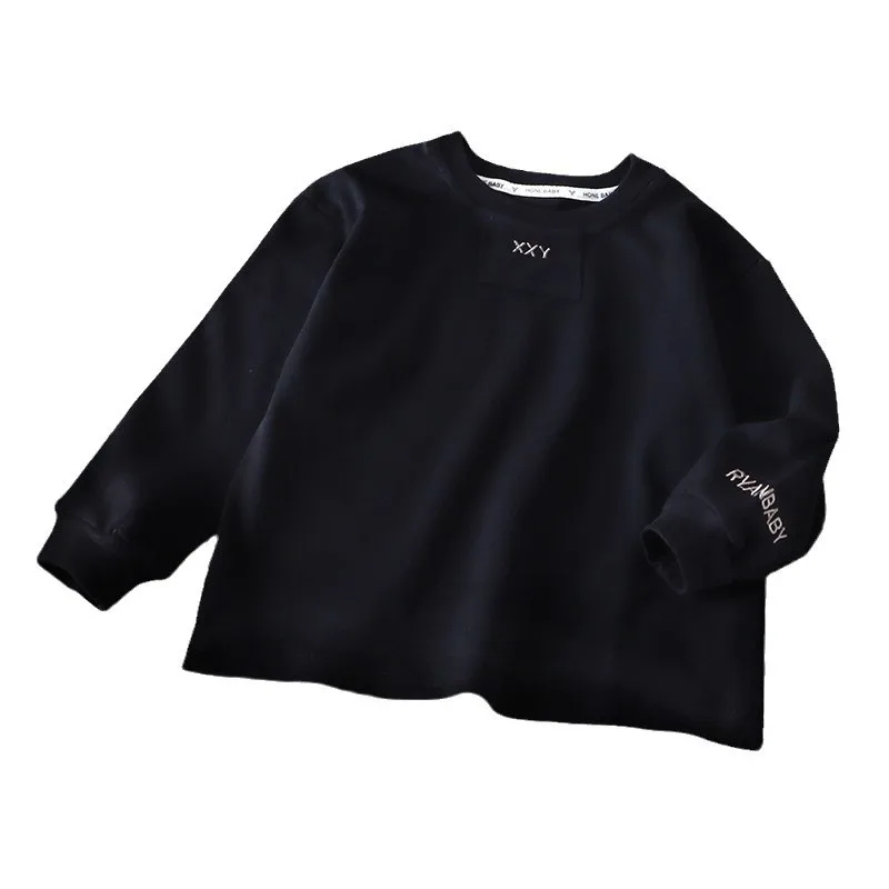 Kids' Solid Sweatshirt with Letter Embroidery