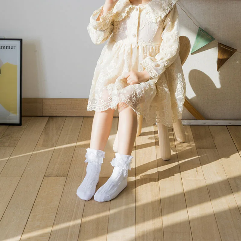 Girls' Lace Cotton Ruffled Socks — Image 12