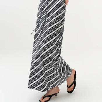 Classic-Style Striped Maxi Skirt