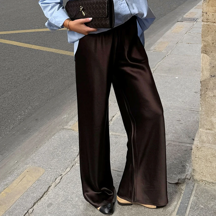 Elegant Satin Wide-Leg Pants