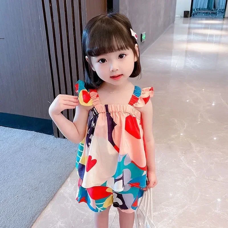 Girls' Set with Strappy Top in Coordinated Colors