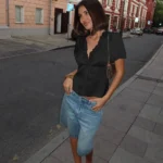 V-Neck Satin Top with Lace — Image 6
