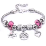 Pink Bracelet with Beads and Snake Chain — Image 5