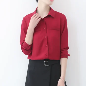 Loose Solid Chiffon Shirt