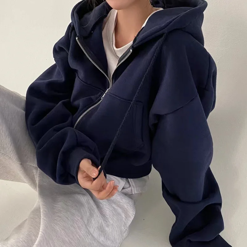 Women's Cropped Hoodie with Inner Lining