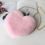 Heart-Shaped Faux Fur Handbag — Image 5