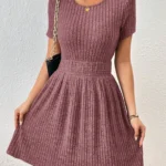 Knitted Ribbed A-Line Formal Dress — Image 3