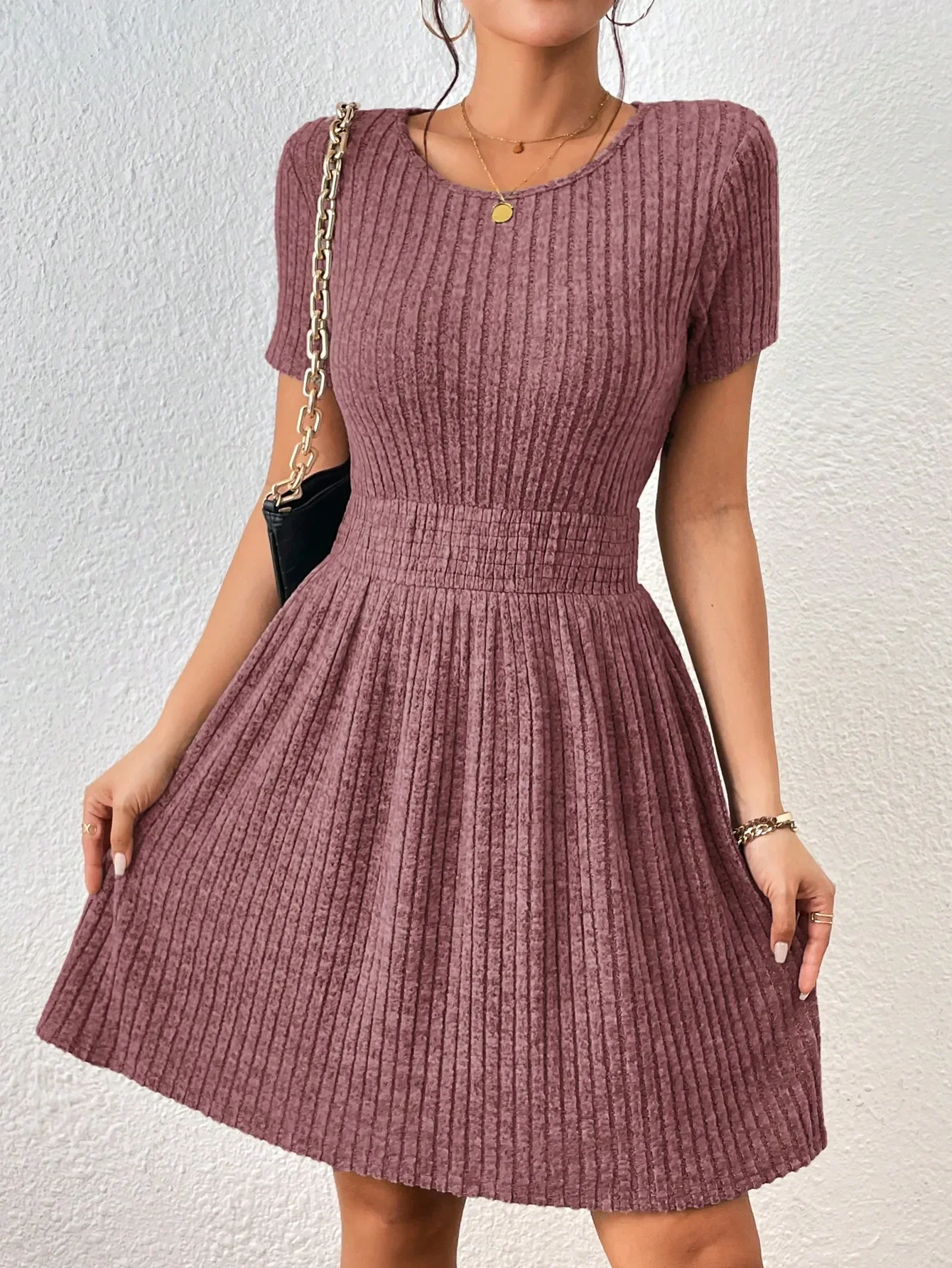 Knitted Ribbed A-Line Formal Dress