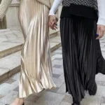 تنورة ساتان بليسيه سادة طويلة — صورة 4