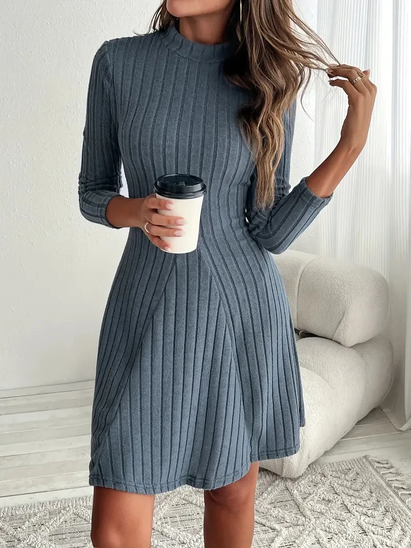 A-Line Dress with Mock Neck