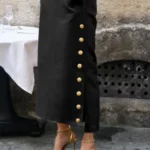 Vintage Solid Summer Dress with Slit — Image 3