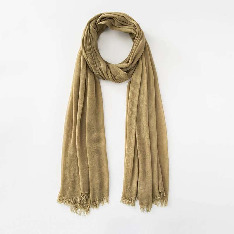 Solid Cotton Hijab with Fringe — Image 48