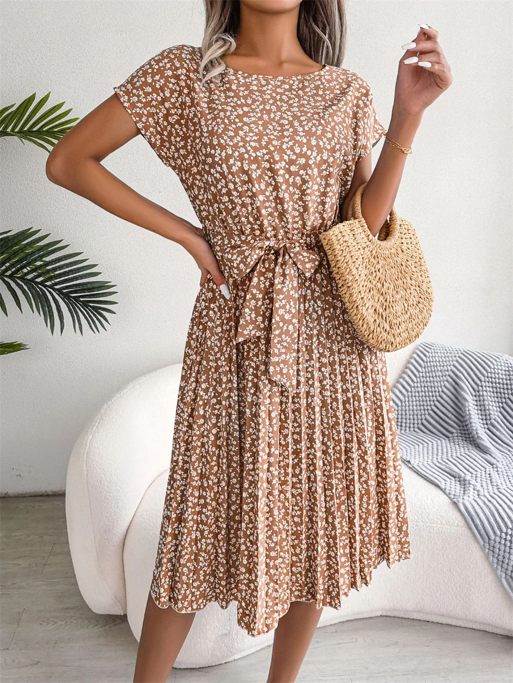 Short Sleeve High-Waisted Dress