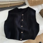 Korean-Style Knitted Sleeveless Cardigan — Image 4