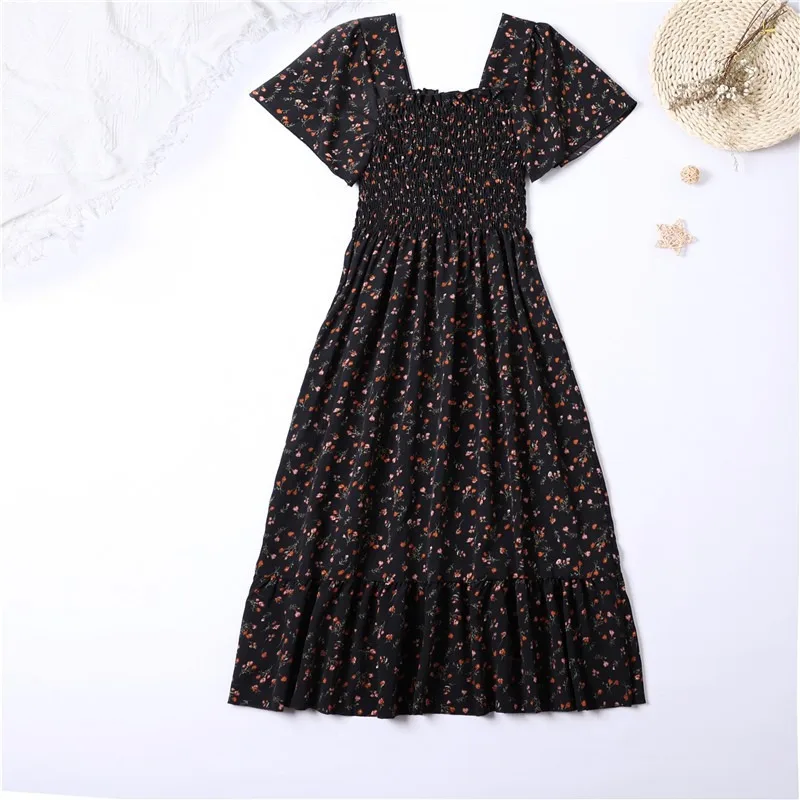Chiffon Short Sleeve Midi Dress