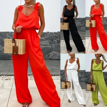 Casual Sleeveless Jumpsuit with Pocket
