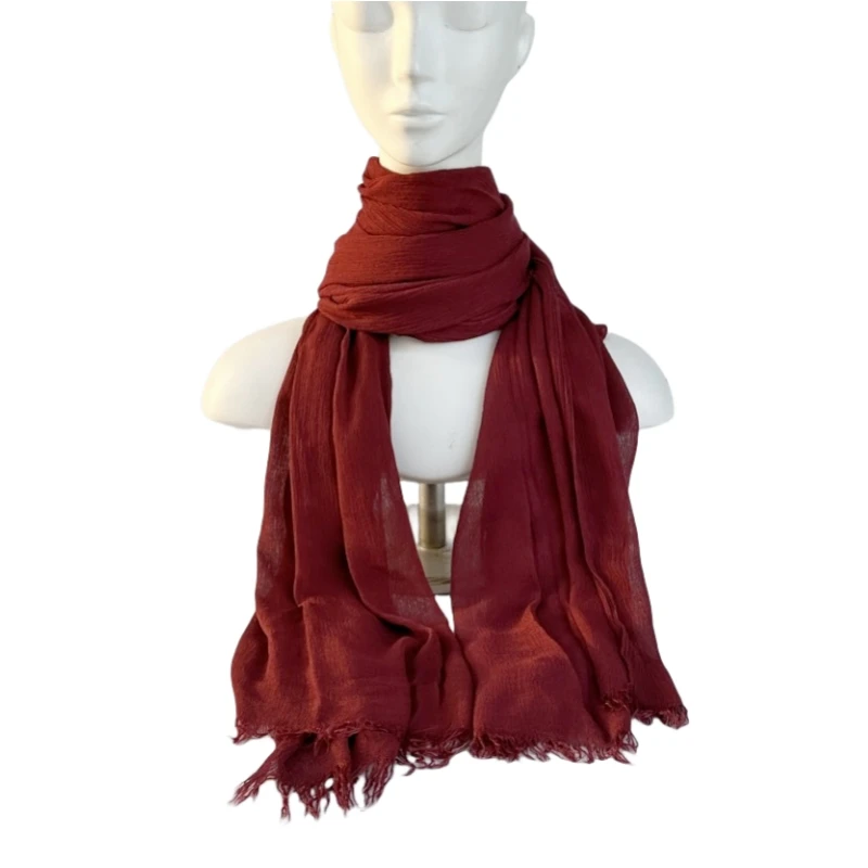 Solid Cotton Hijab with Fringe — Image 17