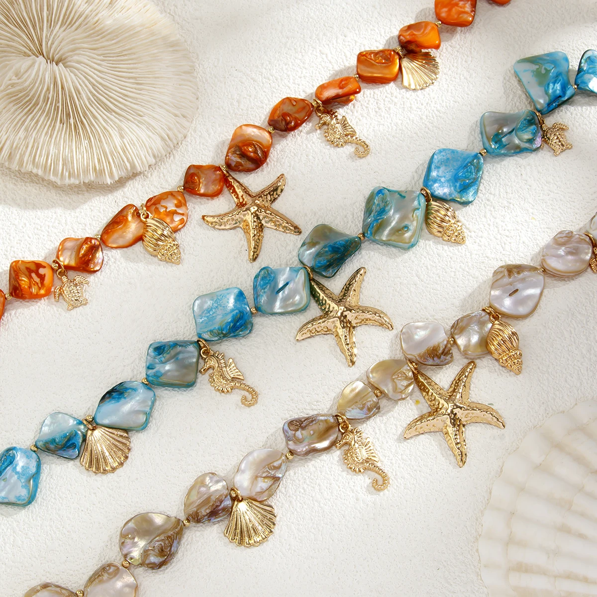 Boho Summer Asymmetric Necklace with Chain — Image 18