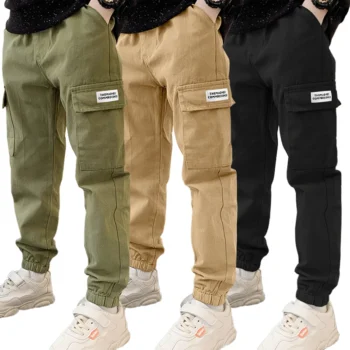 Boys' Casual Thick Autumn Cargo Pants