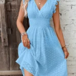 V-Neck Dress with Ruffled Sleeves — Image 4