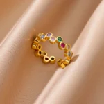 Geometric Heart Ring with Zircon — Image 3