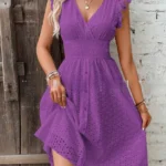 V-Neck Dress with Ruffled Sleeves — Image 5