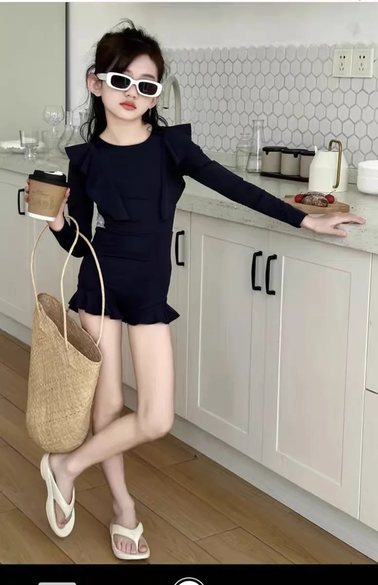 مايوه بناتي سادة بأكمام طويلة — صورة 6