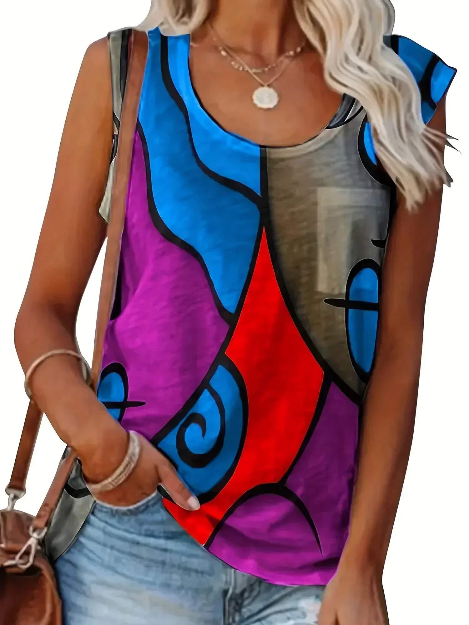 Sleeveless Contrast Color Top