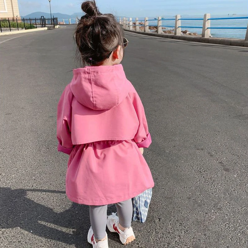 Girls' Long Coat with Defined Waist