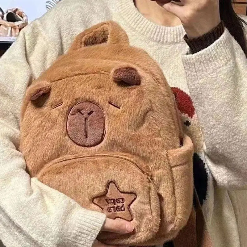 Velvet Capybara-Shaped Backpack